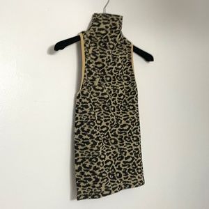 Leopard Mock Neck Racerback Tank Top